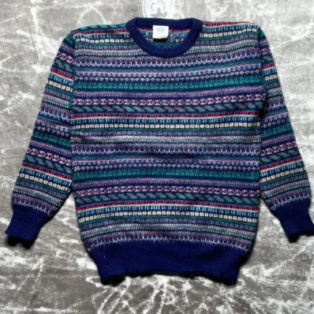 Vintage Laura Ashley Fair Isle Crew Neck Sweater S/M - Picture 1 of 8